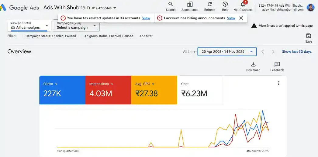 Google Ads campaign screenshot 1